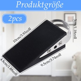 Black Door Wedge Rubber Set, 2 Pieces, Stackable Door Stops, Non-Slip Wedges, Burglary Protection Door Stopper with Stainless Steel Handle, Door Stopper for Floor