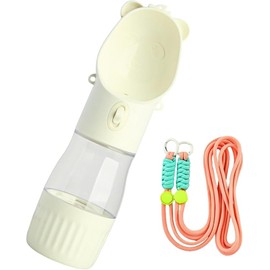 Dog Water Bottle with Food Container Portable Puppy Travel Foldable Water Bottle with Strap Leak Proof Water Dispenser for Pet Cats Walking Hiking Travel Food Grade Plastic-White 8.5+6oz
