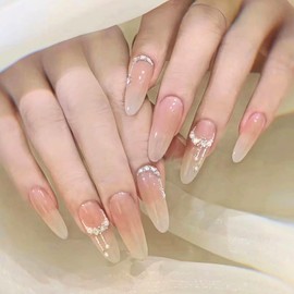 COLORBIRD Nail Tips, Long, 24 Pieces, Pink, Nail Tips, Short, Cute, Point (Z869)