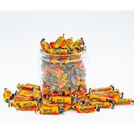 Bit Chewy Candy Classic Honey And Almond Taffy Individually Wrapped Bulk Candy Jar Retro Nostalgic Treat Great for Office, Parties & Gifts (4 lb)