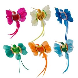 Wandelande Co.-Decorative Feather Hummingbird Stakes, 12 Piece Set, 6 Colors, Garden and Home Decor