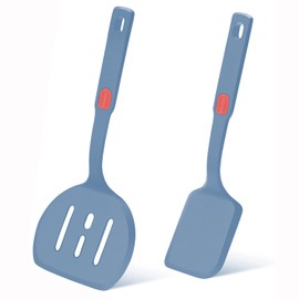 Silicone Spatula Turner Set for Nonstick Cookware, Seamless Design 600˚F Heat Resistant Spatulas With Seamless Design, Non Scrach Cooking Utensils for Flipping Eggs & Pancakes (Starry Blue)