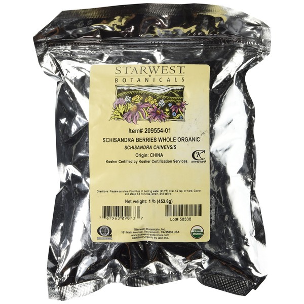 Starwest Botanicals Organic Schisandra Berry Whole, 1 Pound