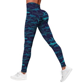 PAGYMO Leggings for Women Printed Funny Gym Womens Yoga Pants Shark Legging Camo Camouflage Pant, Medium, Wlg-022669