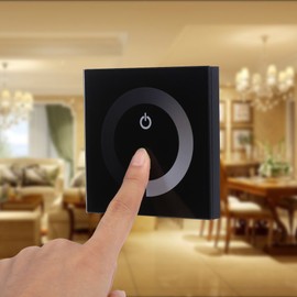 Nikou Monochrome Touch Screen LED Controller, DC 12V-24V Wall Touch Dimmer Switch, Black