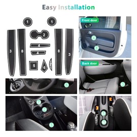 GAFAT 2016-2020 Fia-t 500 / Abarth 595 Non-Slip Mats, Rubber Mats, Centre Console Cup Holder Mats, Door Seam Mats, Compatible with Fiat 500 Abarth 595 (White)