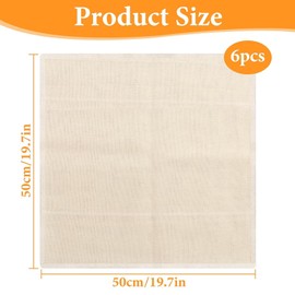 Straining Cloth, 50 x 50 cm, Cheese Cloth, Washable Muslin Cloth, Filter Cloth, Reusable for Straining Juice, Cheese, Tea, Nut Milk, Soup, Yoghurt Tofu (Pack of 6)