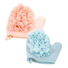 Baluue 2pcs Double Sided Loofah Exfoliating Mitt Bath Body Scrubber with Soft and Textured Sides for Deep Cleansing Suitable for Adult Use for Independent Shower Routine