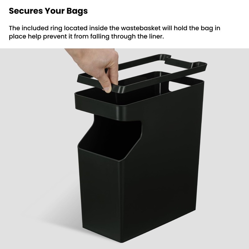 Home Zone Living 2-Pack 2-Gallon Small Trash Can, Slim Rectangular