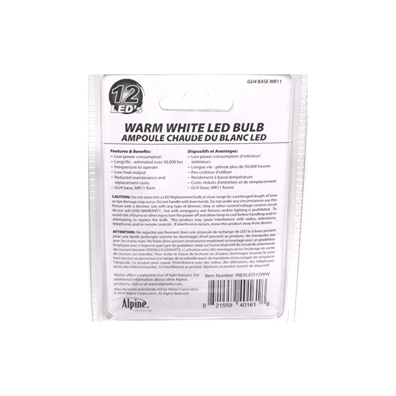 Alpine RBSLED12WW MR11 12-LED 12V AC FTD Medium Warm White