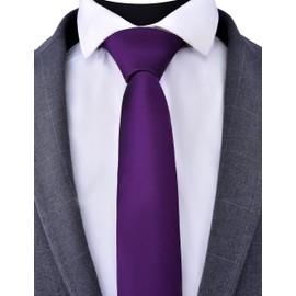 Branduce Mens Tie Solid Pure Color 2.4" Plain Slim Necktie 6cm Skinny Dark Purple Tie for Men (TA04-06)