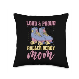Adults Roller Derby Skates Skating Accessories Essentials Pads Helmet Roller Derby Player Throw Pillow, 16x16, Multicolor