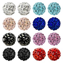 JewelrieShop Rhinestones Crystal Ball Stud Earrings Set Fireball Disco Ball Pave Bead Earrings Hypoallergenic for Women (4mm, 8pairs)