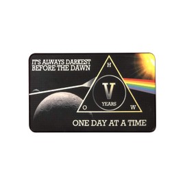 MyRecoveryStore Dark Moon One Day at A Time AA Sobriety Chip Includes 7th Step Prayer (Years 1-50 Offered) Square Recovery Chip (Year 5)