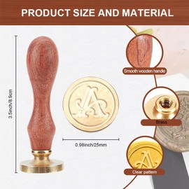 MAYJOYDIY Initial A Wax Seal Stamp 25mm/0.98inch Vintage Alphabet A Removable Sealing Stamp with Brass Head Wooden Handle Great for Wedding Party Invitations Cards Envelopes Letter Decor