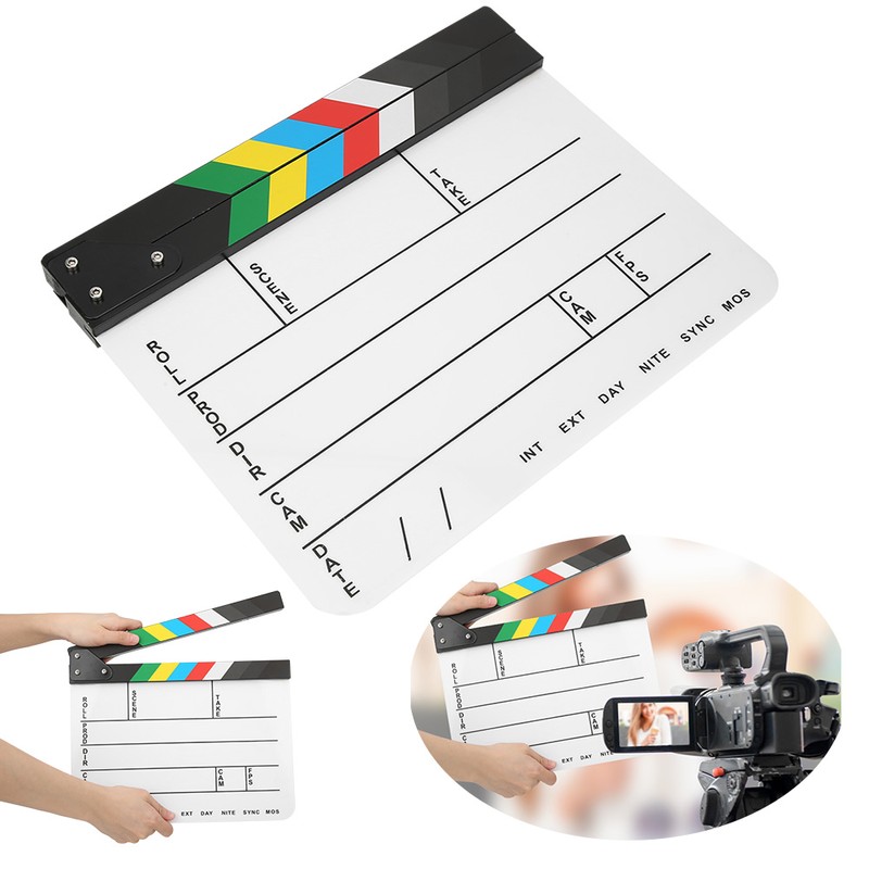 30x25CM Acrylic Movie Clapperboard Professional Director Action Clap Film Photography