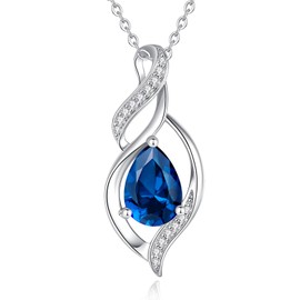 FANCIME December Birthstone Necklace for Women Blue Topaz Teardrop Necklace S925 Sterling Silver Infinity Love Birthday Gifts for Mom Women, 16"+2" Inches
