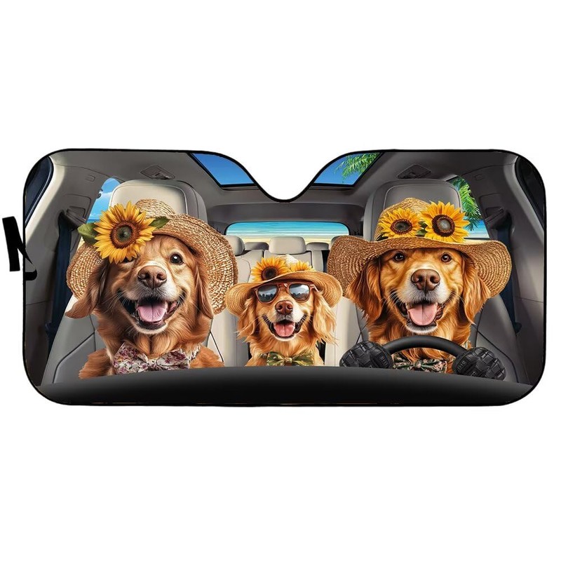 Golden Retriever Car Windshield Sunshades Dog Car Front Window Sun