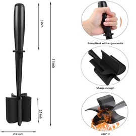 Meat Chopper for Hamburger, Professional Heat Resistant Masher Smasher Kitchen Tool for Turkey Ground Beef, Multipurpose Chopper Mincers Gadgets for Potato Fruits Vegetable (Black, 1PCS)