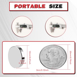 60Pcs Rare Earth Magnets Heavy Duty, 12x3mm Small Strong Neodymium Magnet Multi-Use Mini Round Magnet Tiny Circle Fridge Magnets for Classroom, Office, DIY,Whiteboard