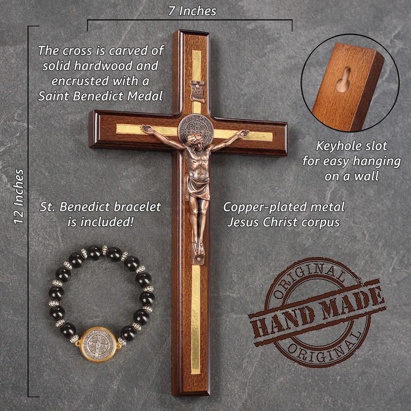 Asterom St Benedict Crucifix Wall Cross - Handmade Saint Benedict