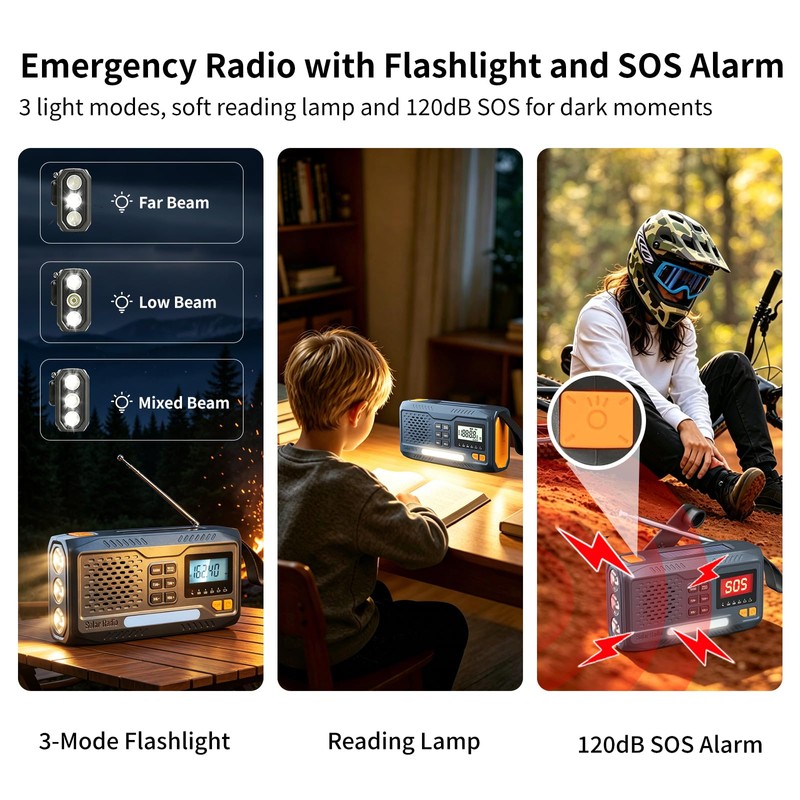 Emergency Weather Radio with NOAA Alert, Hand Crank Solar Radio