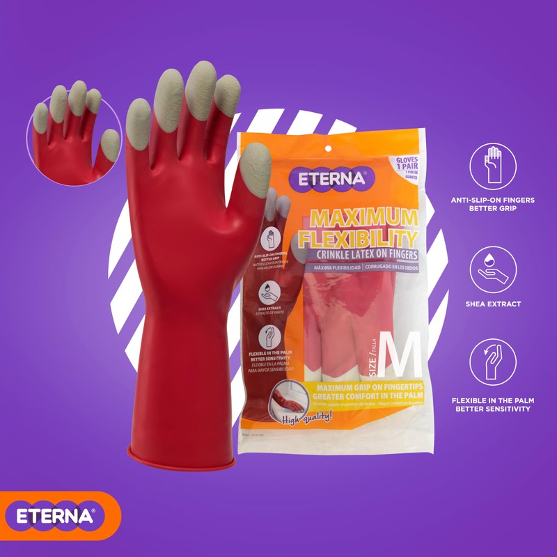 ETERNA Maximum Flexibility Gloves, Size M, Gloves for Kitchen, Laundry