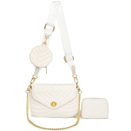 JEEHAN Quilted Shoulder Bags for Women Designer Shoulder Bag Small Purse Aa White, Aa-white