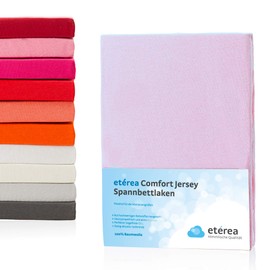 etérea Comfort Jersey Fitted Sheet in Various Sizes and Colours, Soft Fitted Sheet Made from 100% Cotton, Flat Sheet with Approx. 25 cm Base Height and 140 g/m²