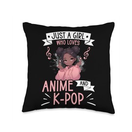 Just A Girl Who Loves Anime and K-Pop African American Afro Throw Pillow
