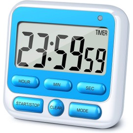 Digital Kitchen Timer with Mute/Loud Alarm, Count Up/Down, 24 Hour Clock and Alarm Function for Kids Teacher Cooking (Blue)