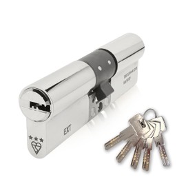 IRONWORX® Spectre Nickel 45mm (Internal) / 45mm (External) (90mm) Maximum-Security Police Approved TS007 BSI 3 Star Double Euro Cylinder Lock (Key Both Sides), Includes 5X Keys