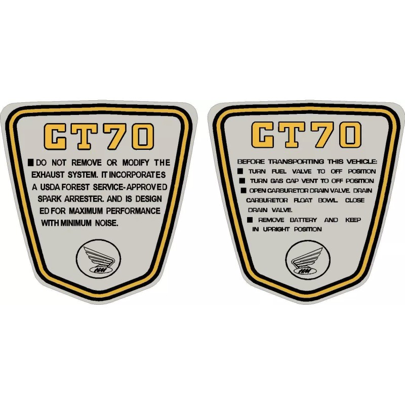Honda CT70 K3 1973-74 "Trail 70" Complete Set frame Decals,