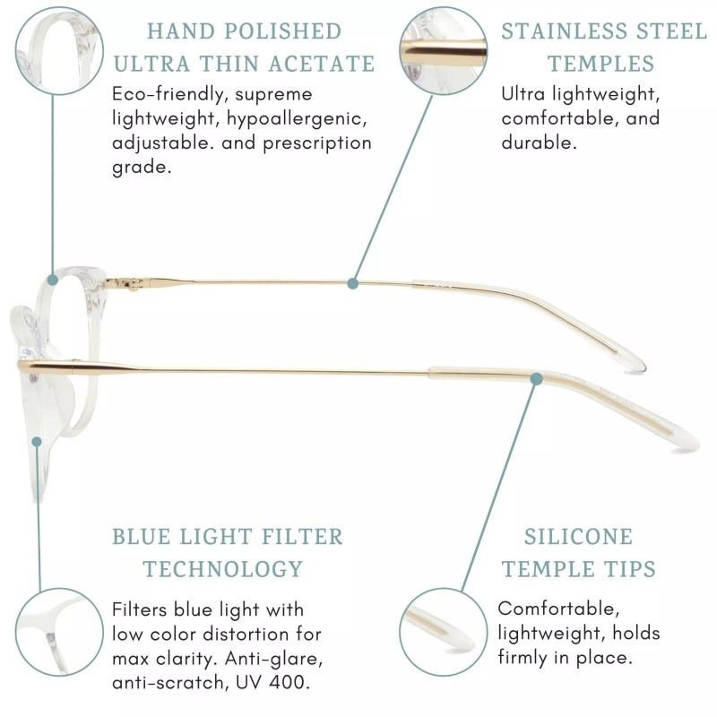 Umizato Blue Light Glasses Unisex Eiko Blocking Computer Acetate Crystal