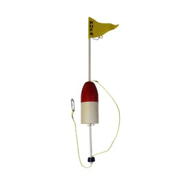 KUFA Sports Crab Trap Float with PVC Flag Pole, Red/White, 48-Inch