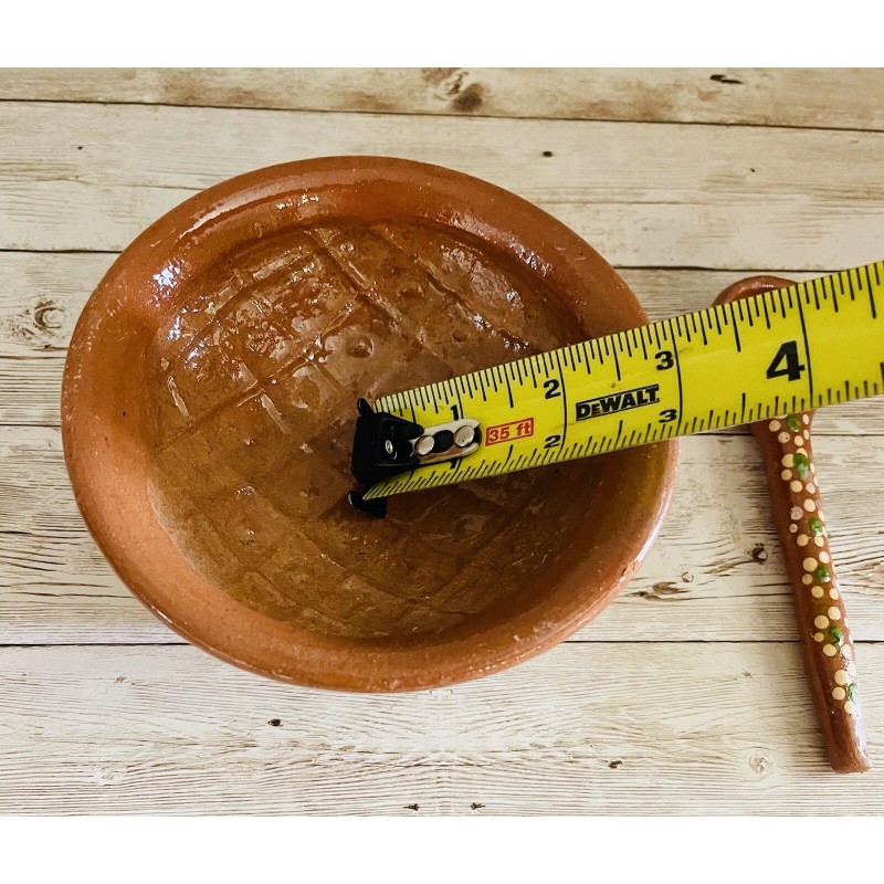Unbranded Molcajete Mexicano con Cuchara De Barro Mexicano Terra Cota