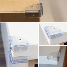 Corners Guards and Edge Protectors, 6 pcs, Clear Color, Rectangular-Shape, perfect for Table and Furniture Corners, with Special Glue, sharp angles Protector Baby Proofing, Child Edge Safety Bumper