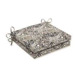 Pillow Perfect Outdoor/Indoor Corinthian Driftwood Square Corner Seat Cushions, 20" x 20", 2 Count,Black