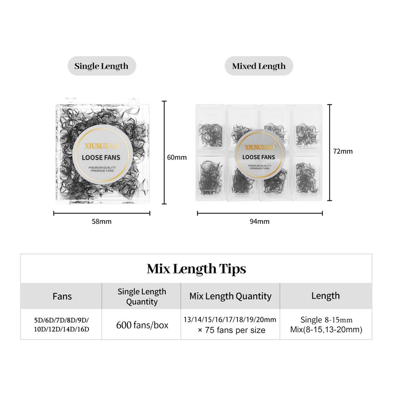 Premade Eyelash Extensions - 600 Fans, 10D, 0.05 Thick, D