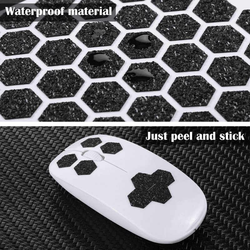 Zonon 4 Sheets Black PEVA Rubber Anti-Slip Hexagonal Phone Grip