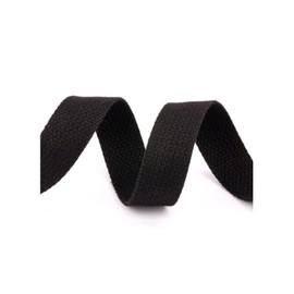 LIMIMIH 25 mm 38 mm Wide Cotton Webbing, 5 Metres Canvas Cotton Strap for Backpacks Sewing (25 mm, Black)