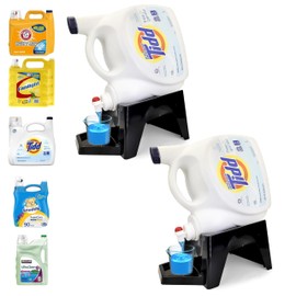 Skywin Laundry Detergent Holder Organizer with Tray - 2 Pack Soap Cup Storage Tray for Laundry Room Organization (Black)