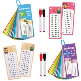 2Pcs Times Tables Flash Cards, Times Table Flash Cards for Kids with 4Pcs Dry Erase Markers, Math Flash Card 0-12, Multiplication Flash Card, Maths Flashcards Times Table