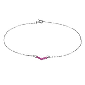 Libi’s Thai Jewelry 925 Sterling Silver Anklet - Lightweight, Nickel & Lead-free 5 Crystals Ankle Bracelet with Spring Lock - Stylish & Elegant Jewelry for Women - Ideal Gift for Friends & Loved Ones