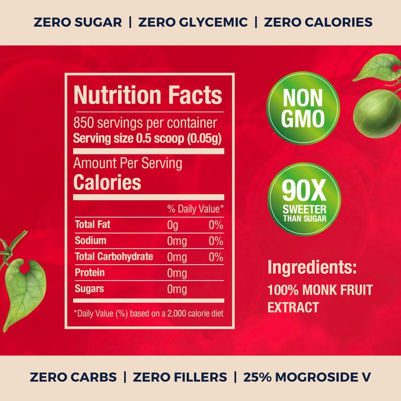 100% Monk Fruit Extract (90X Sweeter Than Sugar) Monk Fruit