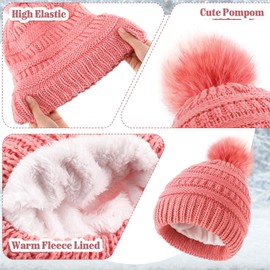 Liitrsh 12 Pcs Winter Beanie Hat Scarf Gloves Set Knitted Beanie Hat Circle Scarves Gloves Earmuff for Women Men(Black, Pink, Beige,Plush)