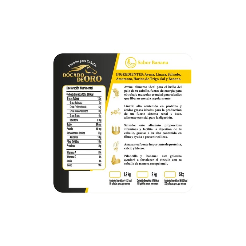 Premios Caballo Bocado De Oro, Banana Avena, Costal 10 Kg