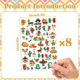 Mexican Independence Day Temporary Tattoos - Gameza 200+ Mexican Independence Day Decorations Party Favors Supplies Viva Mexico Tattoo Stickers Gifts for Kids Adults September 16th Prizes
