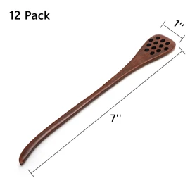 Cididu 12 Pack Wood Honey Dipper, Honey Spoon Sticks, Honey Mixing Stirrers for Tea Coffee, Honey Comb Sticks with Long Handle, Reusable Honey Wand Syrup Dippers for Home Kitchen Party, Food Safe, 7''