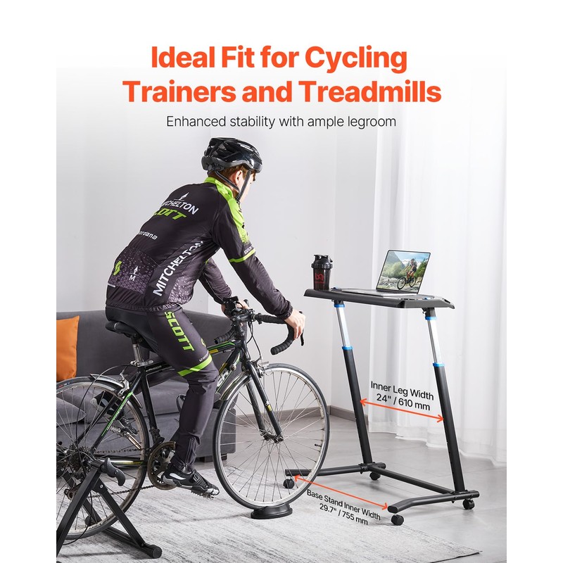 VEVOR Cycling Desk, Mobile Foldable Multi-Functional Bike Trainer & Treadmill